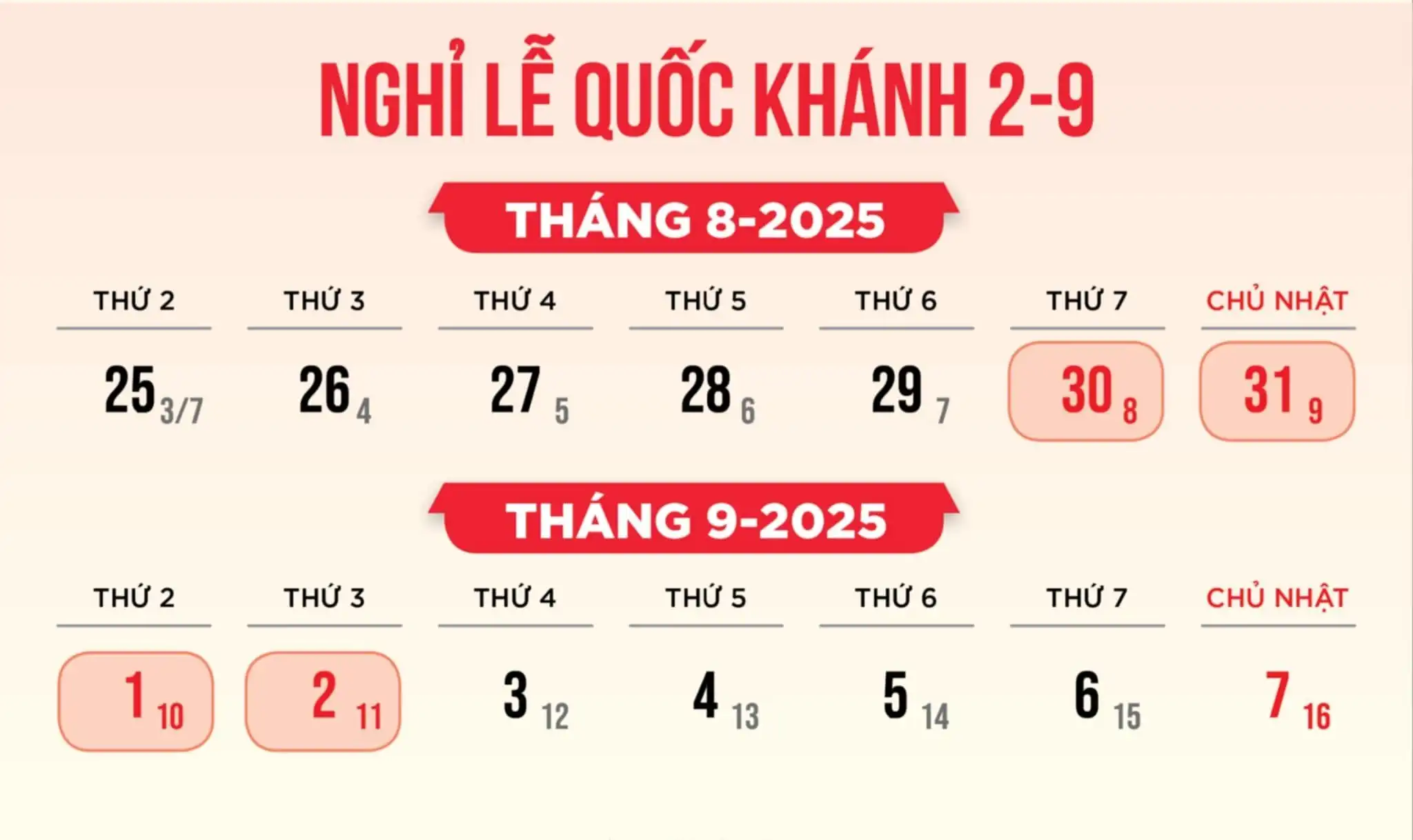 Lịch Nghỉ Lễ Quốc Khánh 02/09