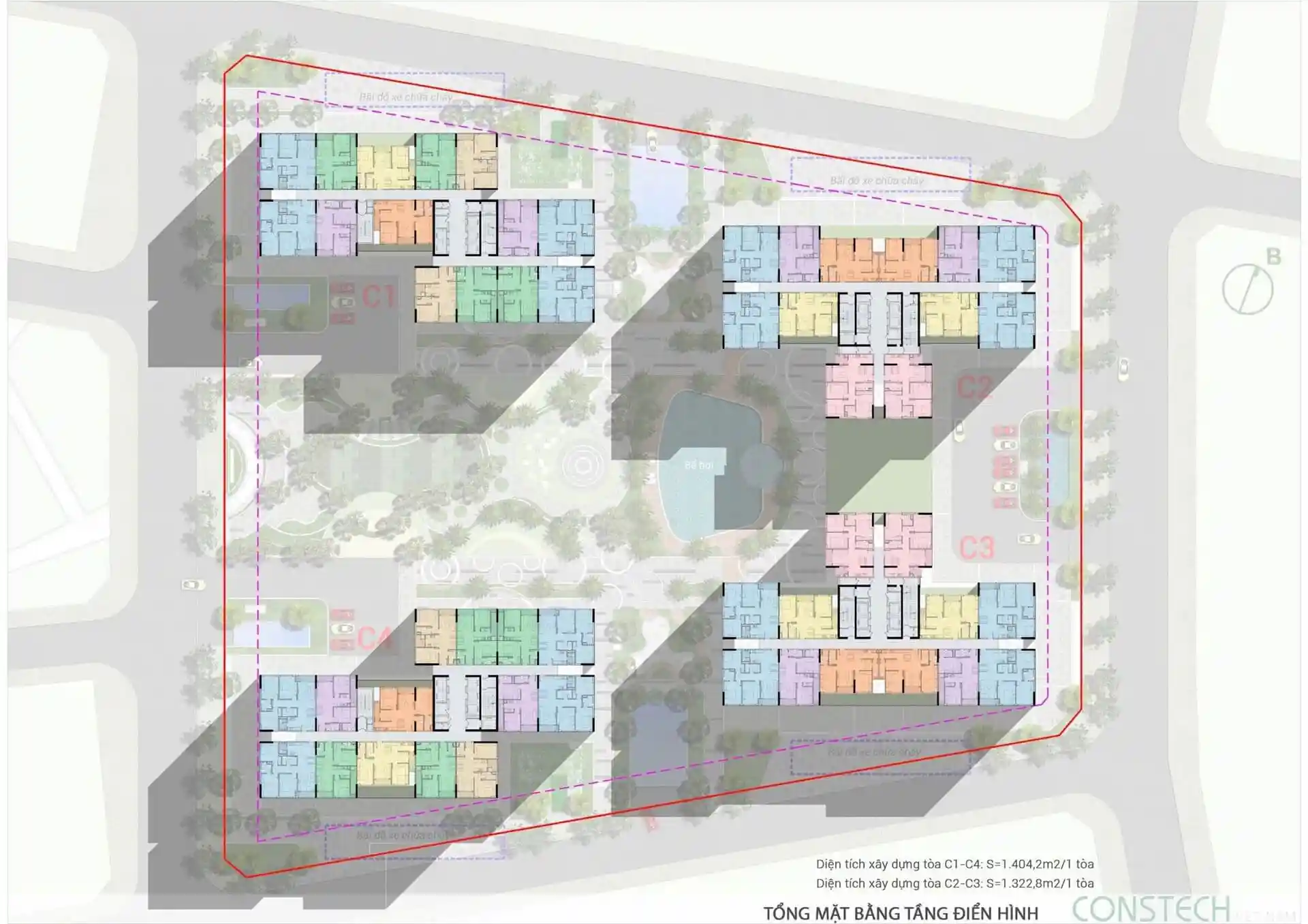 Mặt Bằng Tổng 4 Tòa - An Bình HomeLand
